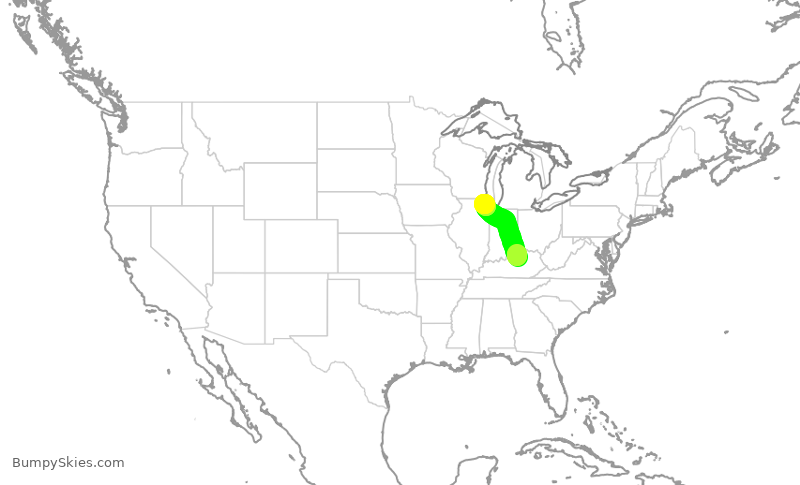 Turbulence forecast map for GJS4582, LEX to ORD