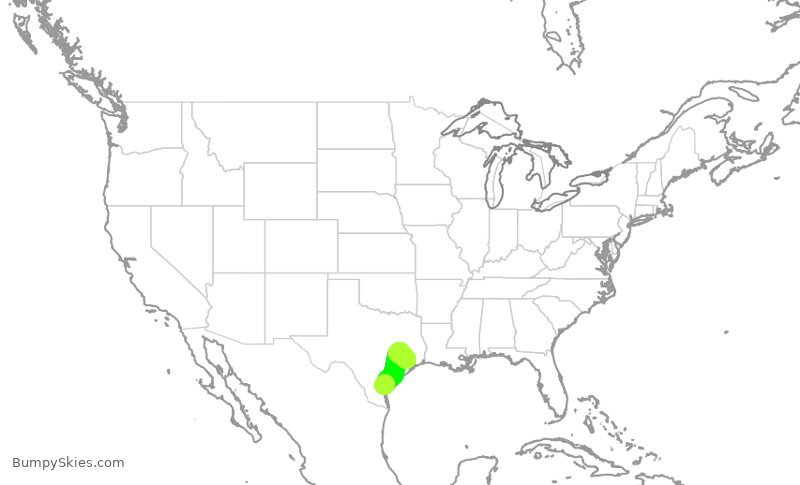 Turbulence forecast map for GJS4583, CRP to IAH