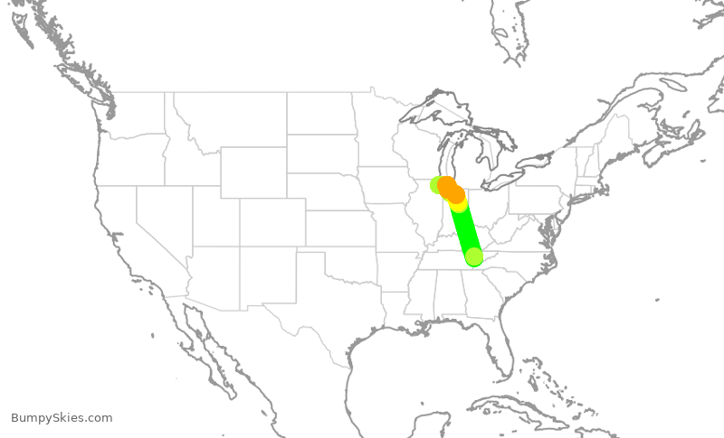 Turbulence forecast map for GJS4584, TYS to ORD