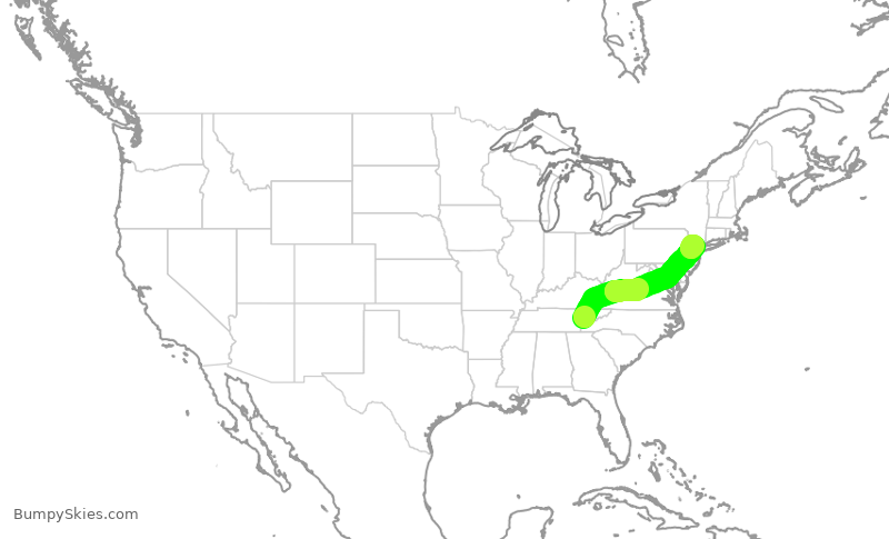 Turbulence forecast map for GJS4592, TYS to EWR