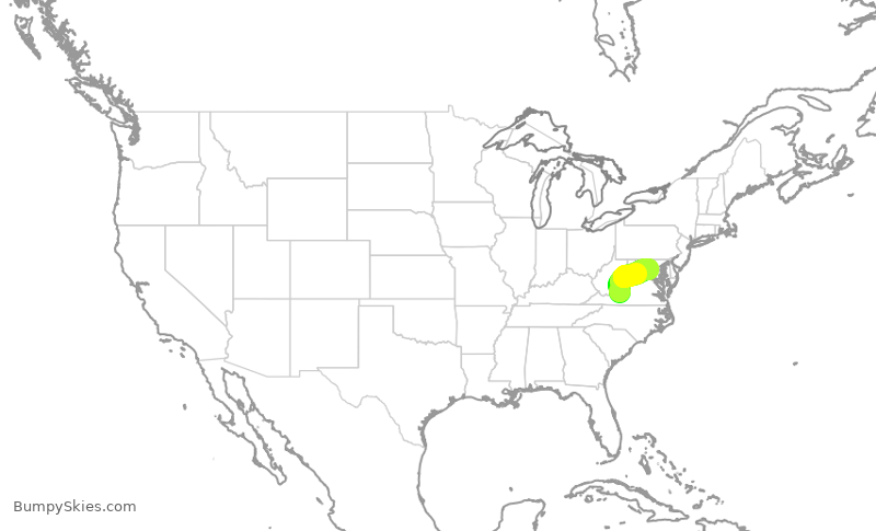 Turbulence forecast map for GJS4596, ROA to IAD