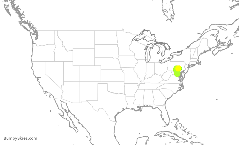 Turbulence forecast map for GJS4597, MDT to IAD