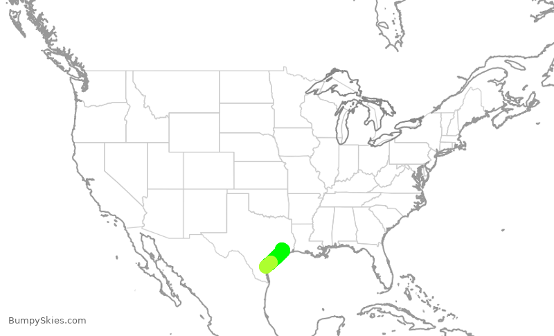 Turbulence forecast map for GJS4599, IAH to CRP