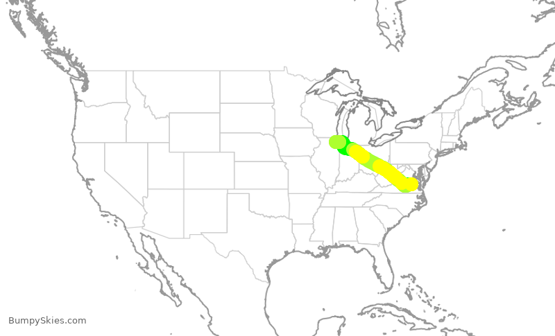 Turbulence forecast map for GJS4606, RIC to ORD