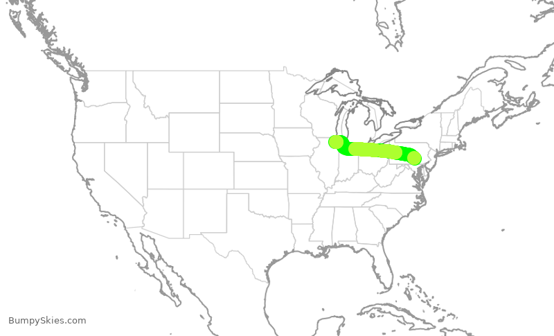 Turbulence forecast map for GJS4611, MDT to ORD