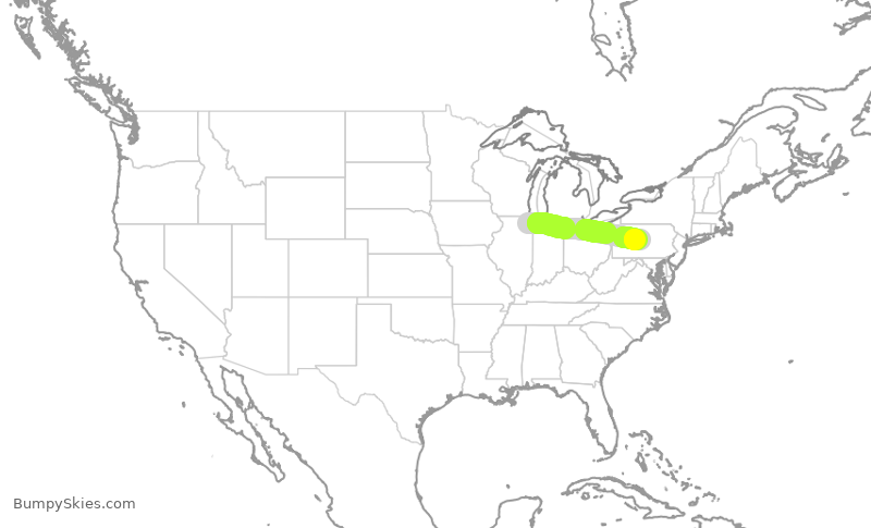 Turbulence forecast map for GJS4614, ORD to UNV