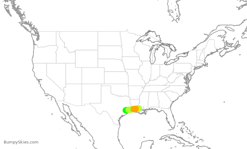 Turbulence forecast map for GJS4615, BTR to IAH
