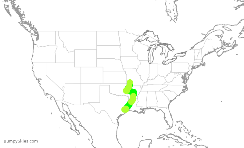 Turbulence forecast map for GJS4617, SGF to IAH