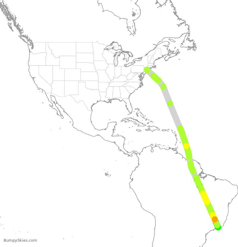 Turbulence forecast map for GLO7001, JFK to GIG
