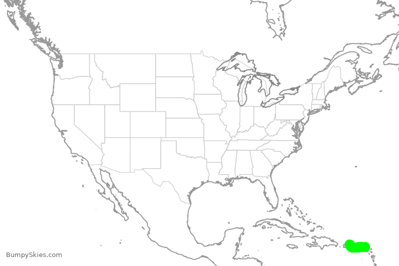 Turbulence forecast map for GPD125, SBH to SJU