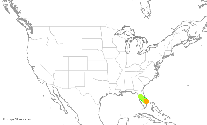 Turbulence forecast map for GPD202, SUA to KINF