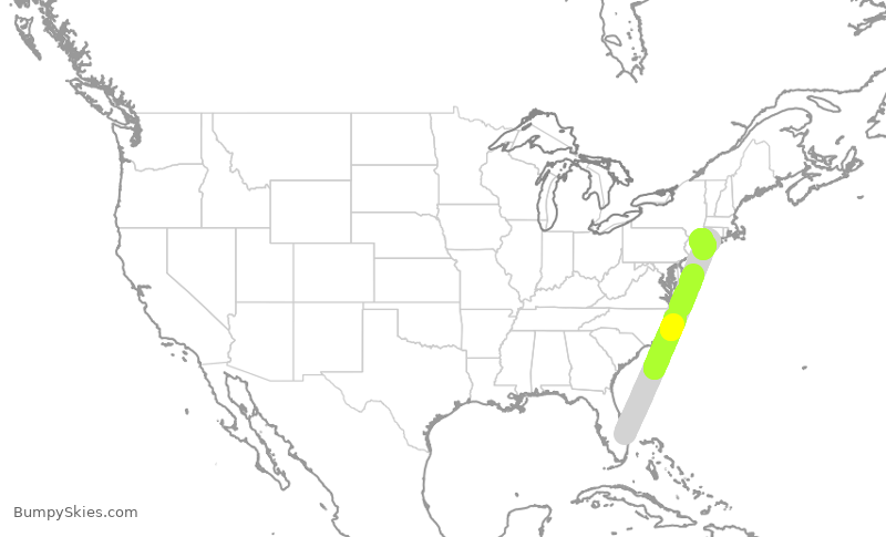 Turbulence forecast map for GPD336, SUA to HPN