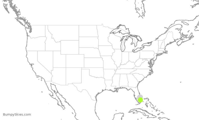 Turbulence forecast map for GPD436, FXE to SUA