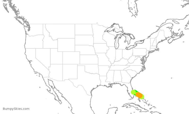Turbulence forecast map for GPD436, ELH to SUA