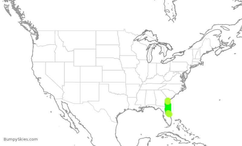 Turbulence forecast map for GPD438, SAV to KCOI