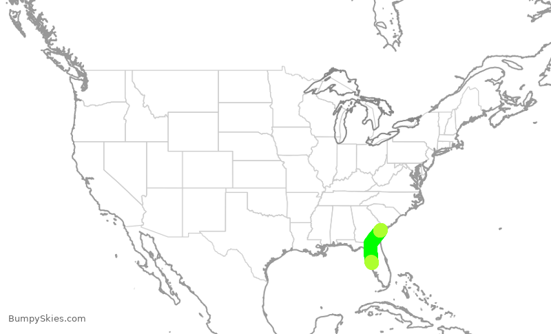 Turbulence forecast map for GPD438, TPA to SAV