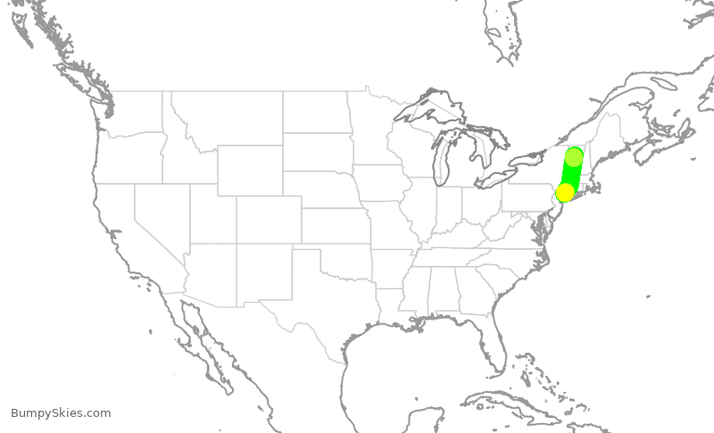 Turbulence forecast map for GPD43, HPN to MPV