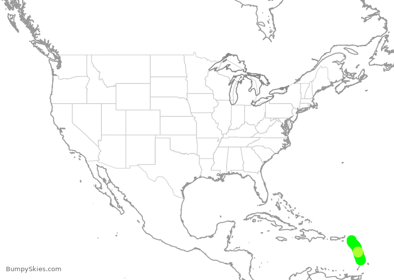 Turbulence forecast map for GPD45, UVF to SBH