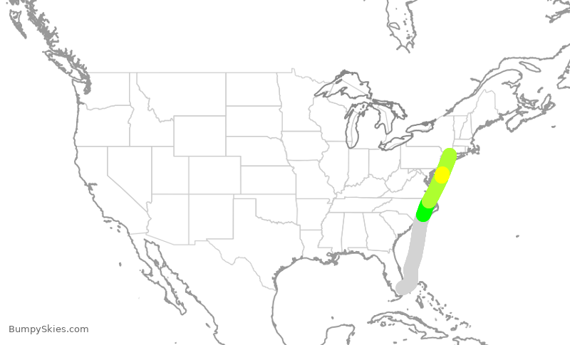 Turbulence forecast map for GPD694, FLL to HPN