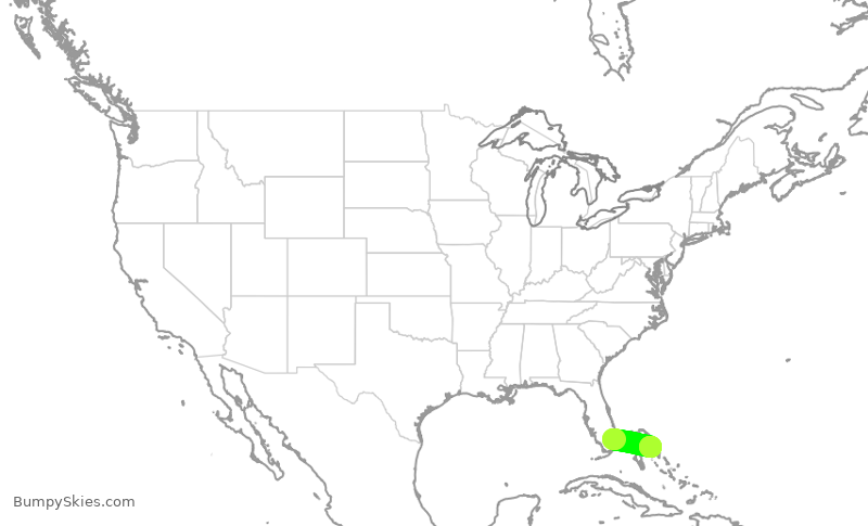 Turbulence forecast map for GPD848, FLL to YEH