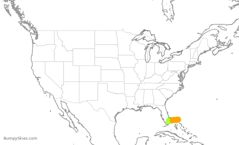Turbulence forecast map for GPD849, FLL to MHH