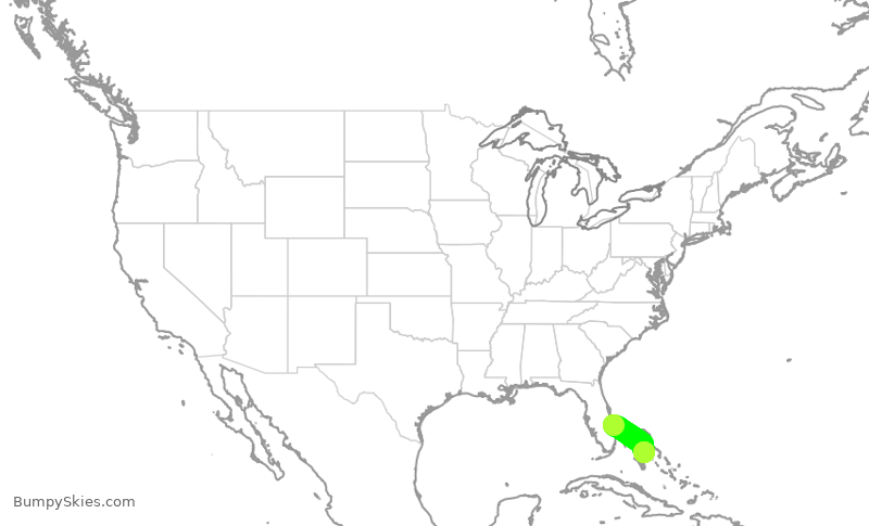 Turbulence forecast map for GPD849, SUA to YNN