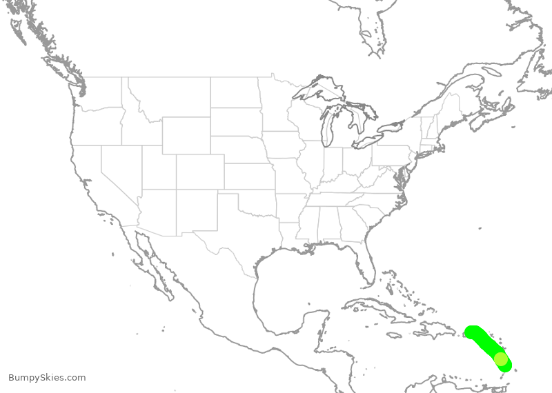Turbulence forecast map for GPD958, SJU to UVF
