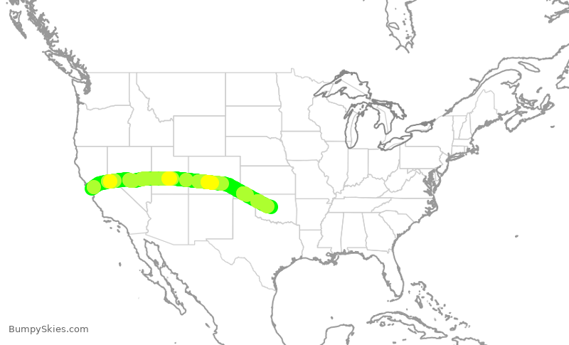 Turbulence forecast map for GRB398, NUQ to PWA