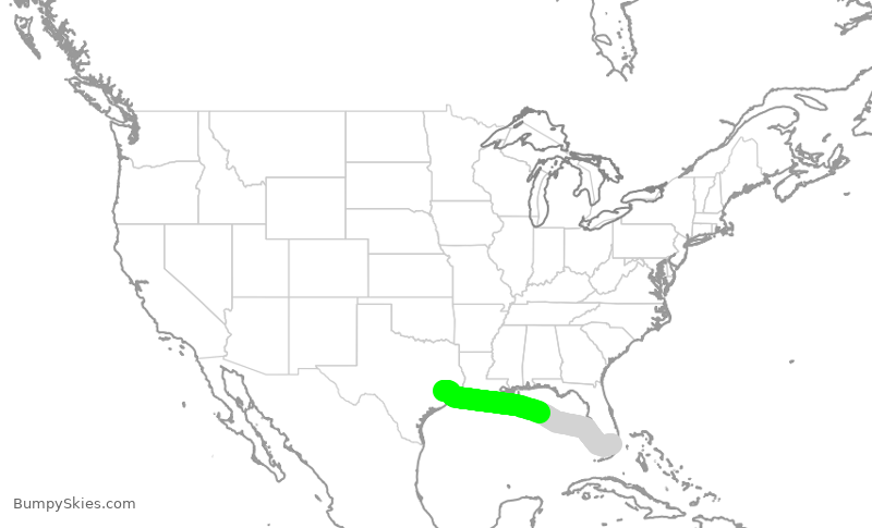 Turbulence forecast map for GTI8301, MIA to IAH