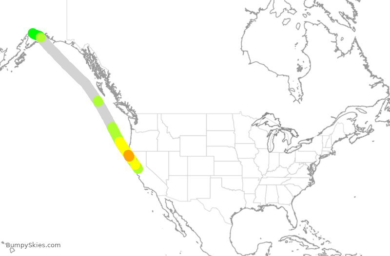 Turbulence forecast map for GTI8833, SUU to ANC