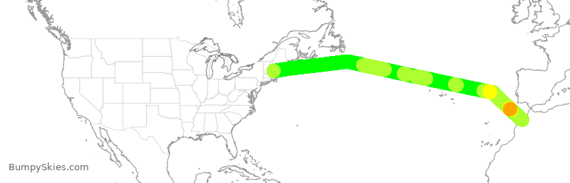 Turbulence forecast map for GTI9790, PSM to MMN