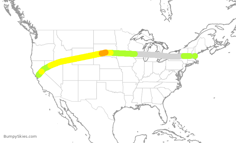 Turbulence forecast map for GTI9790, SUU to PSM
