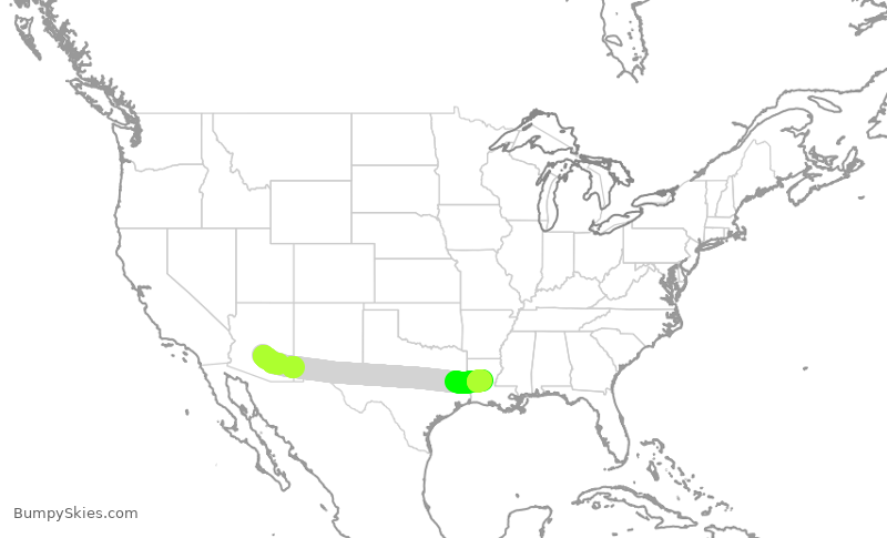 Turbulence forecast map for GXA166, IWA to AEX