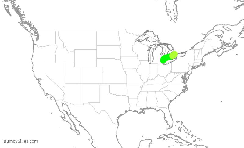 Turbulence forecast map for HRT018, DET to YYZ