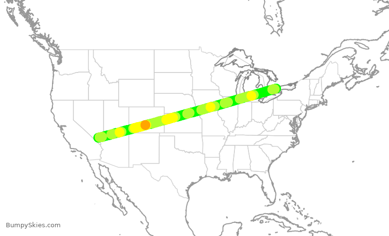 Turbulence forecast map for HRT18, LAS to YYZ