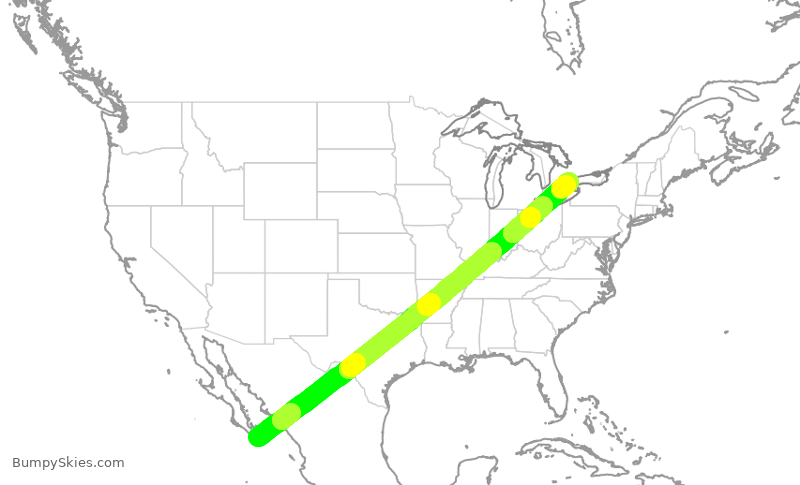 Turbulence forecast map for HRT18, MSD to YYZ