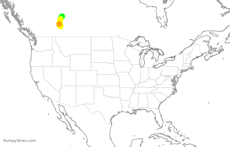 Turbulence forecast map for HRT223, YEG to YYC
