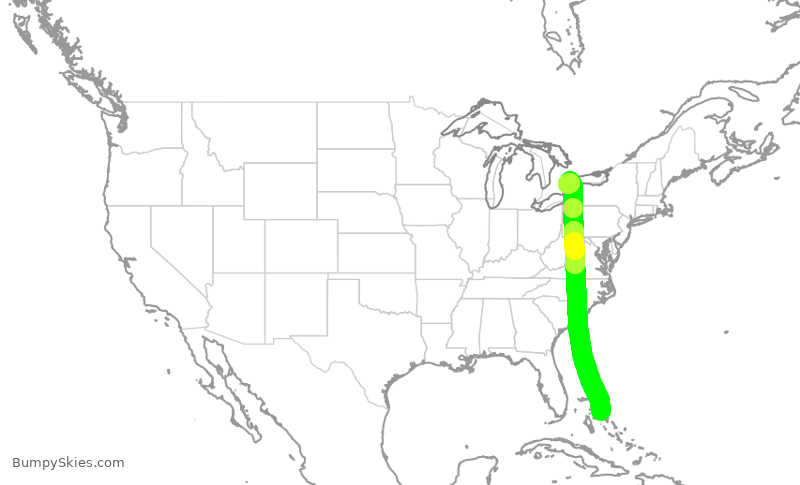 Turbulence forecast map for HRT246, ELH to YYZ