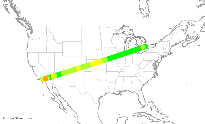 Turbulence forecast map for HRT24, YYZ to LAX