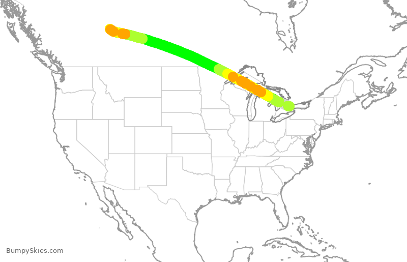 Turbulence forecast map for HRT260, YYZ to YEG
