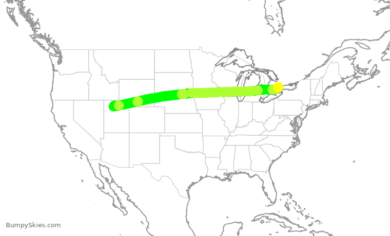 Turbulence forecast map for HRT276, SLC to YYZ