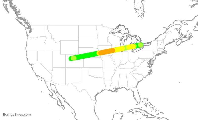 Turbulence forecast map for HRT369, YYZ to EGE