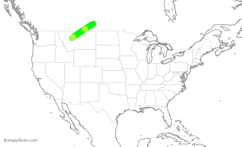 Turbulence forecast map for HRT381, YQR to GTF
