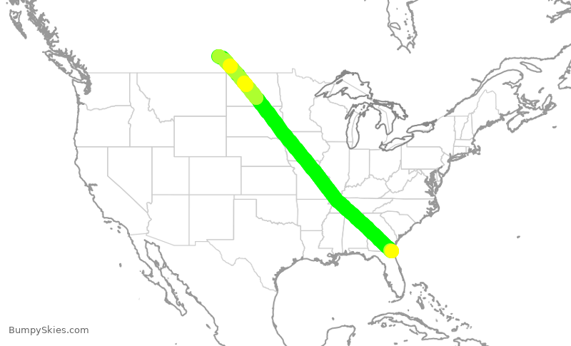 Turbulence forecast map for HRT389, KFHB to YQR