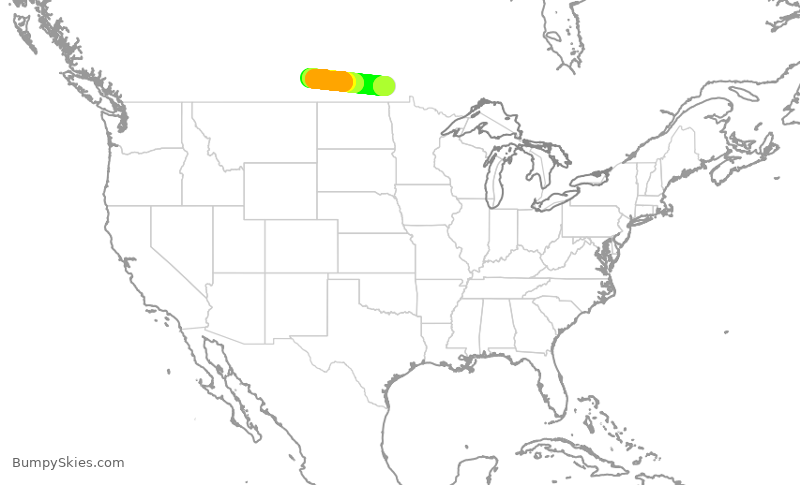 Turbulence forecast map for HRT430, YWG to YQR