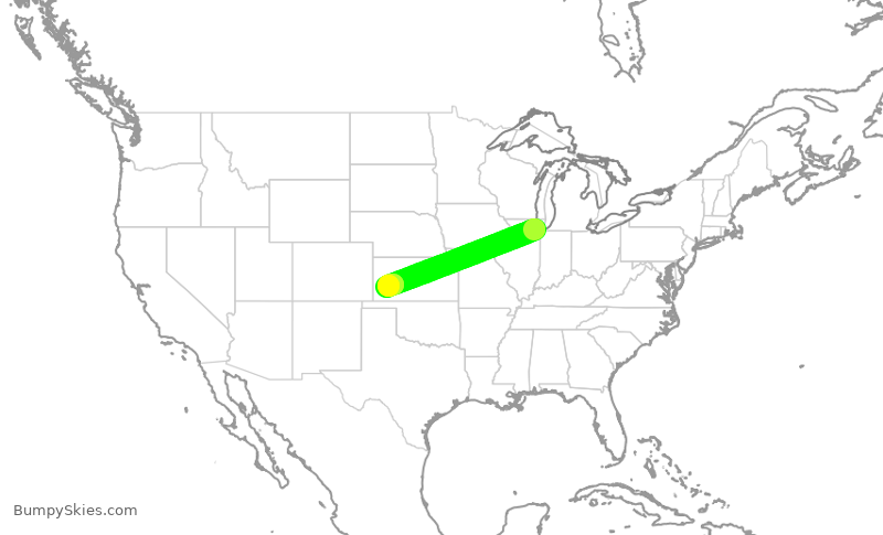 Turbulence forecast map for HRT430, MDW to GCK