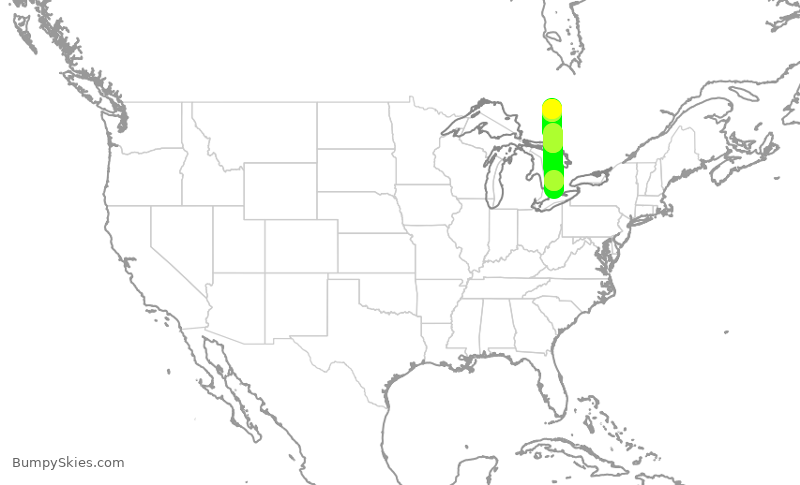 Turbulence forecast map for HRT479, YXU to YTS