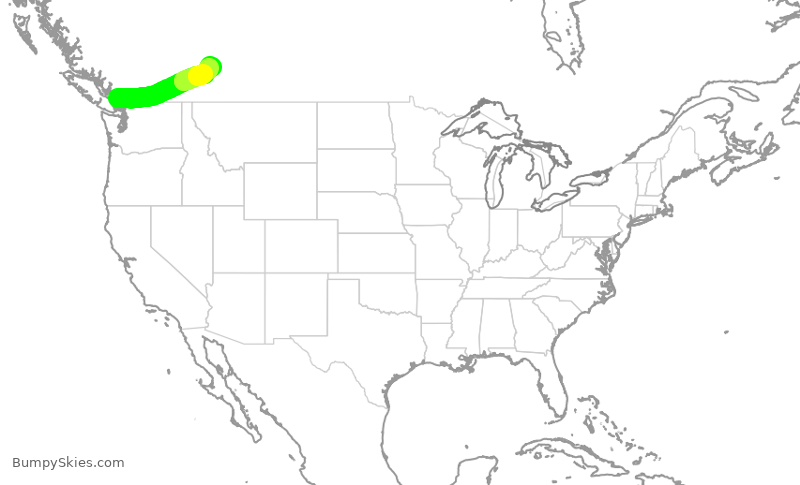Turbulence forecast map for HRT556, YVR to YYC