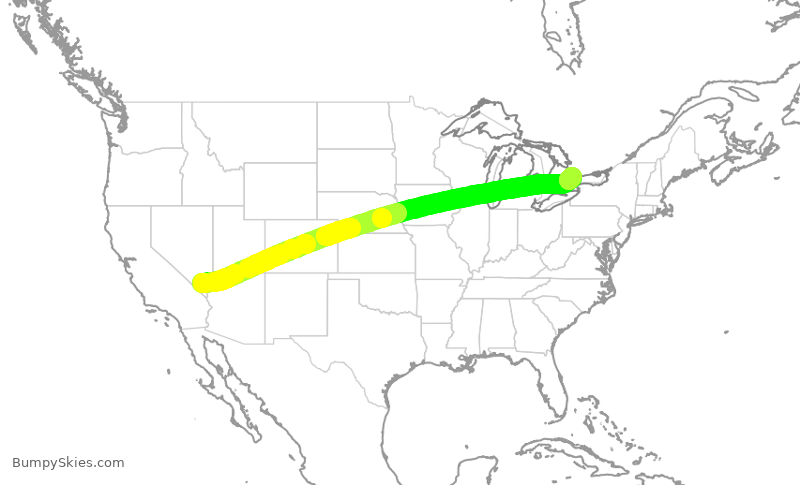 Turbulence forecast map for HRT623, LAS to YYZ