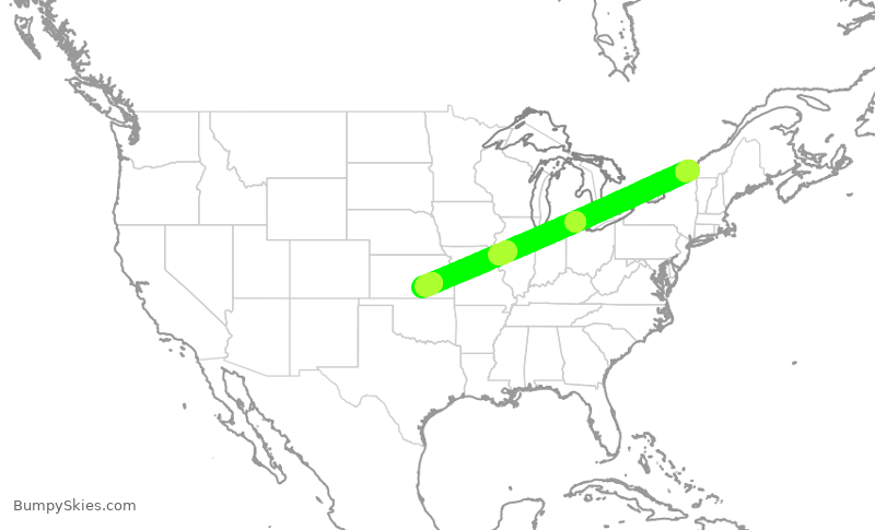 Turbulence forecast map for HRT63, YUL to ICT